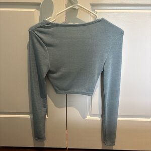 Amazon Gray Fitted Crop Blouse